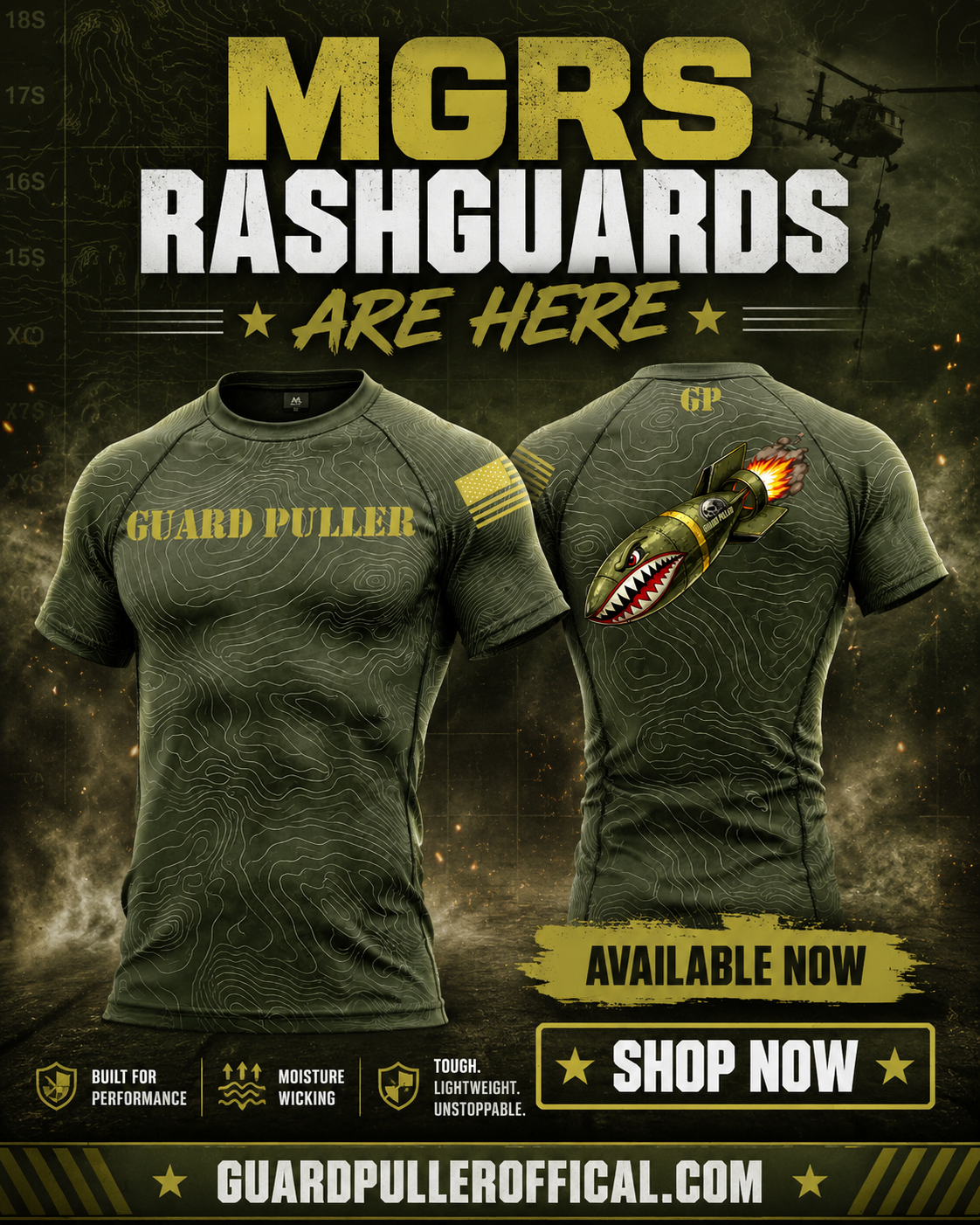 MGRS Shark Bomb Military Grapplers Rashguard